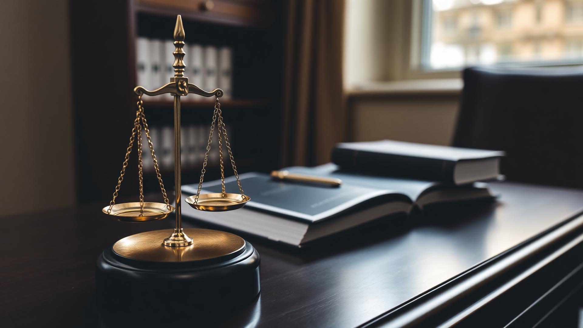 Balança da justiça e livros de direito